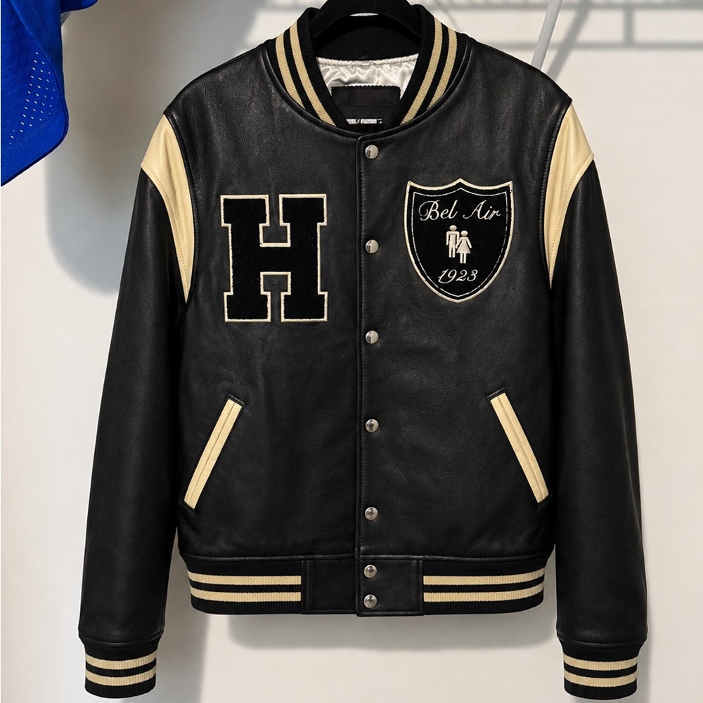 Homme Femme  Black and Cream Women's Letterman Jacket
